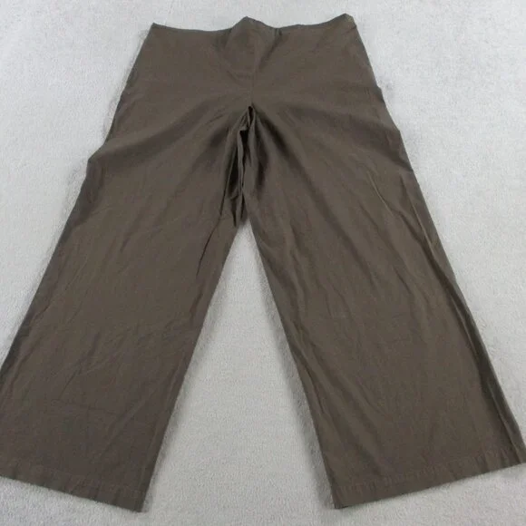SKIMS Cotton Poplin Pants Womens Medium Brown Washed Dark Sepia Wide Leg NWT NEW - Picture 4 of 13